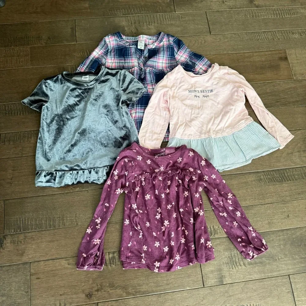 Girls' Mixed Long and Short Sleeve Tops Set 4T Bundle Lot Fall Winter